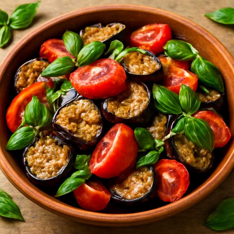 Теплый салат с баклажанами и помидорами — Рецепт вкусного и полезного блюда